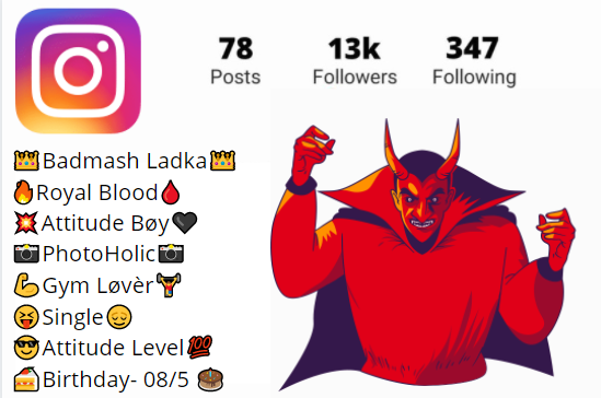 Boy for Instagram for Attitude in Hindi